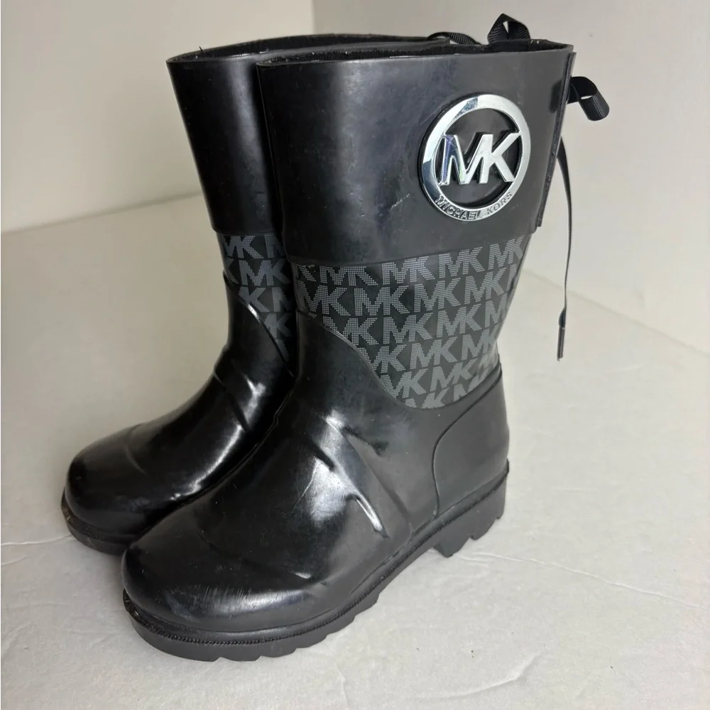 Michael Kors Girls Black Sofia Rain Boots Size 9